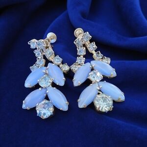 Blue and Silver Floral Crystal Earrings